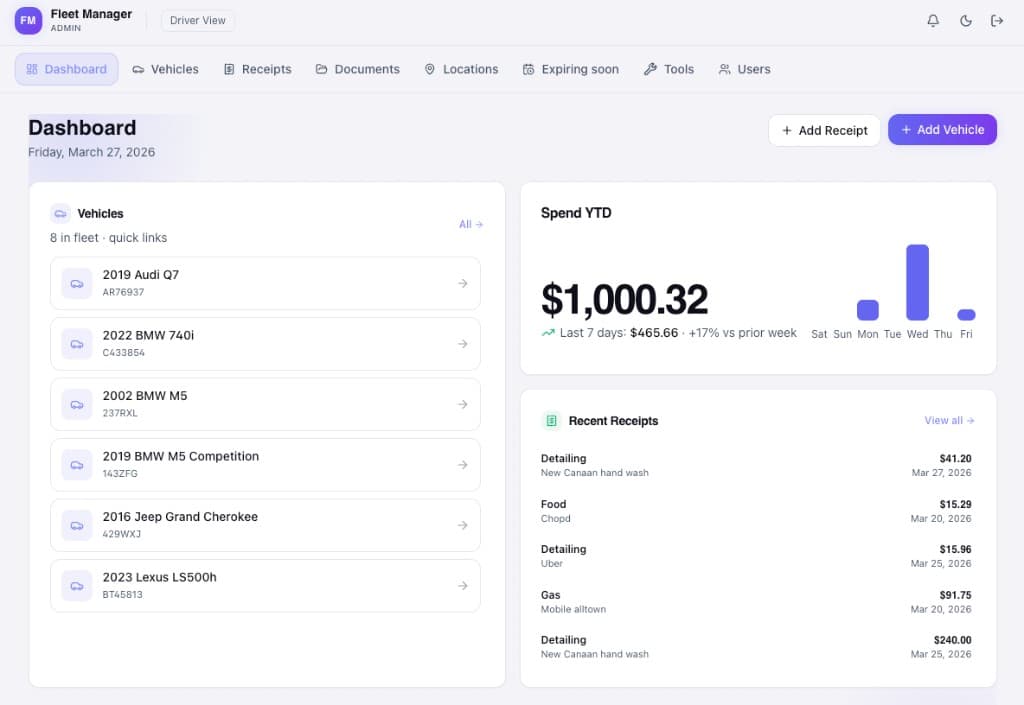 Fleet Manager dashboard preview